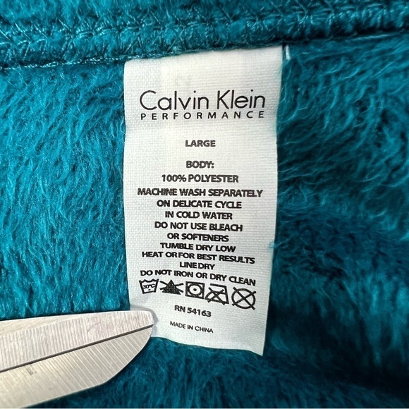 CALVIN KLEIN Performance Women’s Fleece Jacket Sz Large Teal Color Reversible - Picture 8 of 12